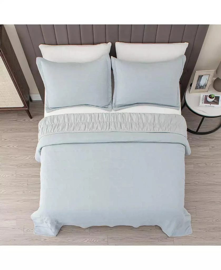 Linery & Co Textured Spandex Solid Quilt Set With Shams