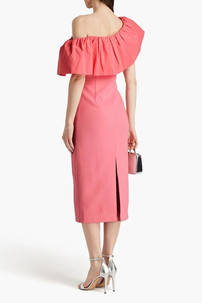 REBECCA VALLANCE Brittany one-shoulder taffeta-paneled crepe midi dress 3