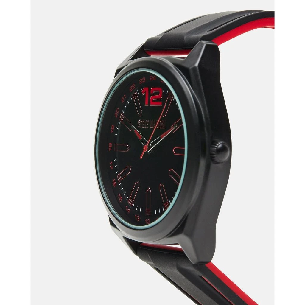 Steve Madden Men's Silicone Watch Black/red 2