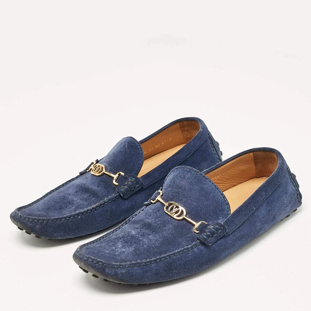 Louis Vuitton Louis Vuitton Blue Suede Slip On Loafers Size 43.5 2