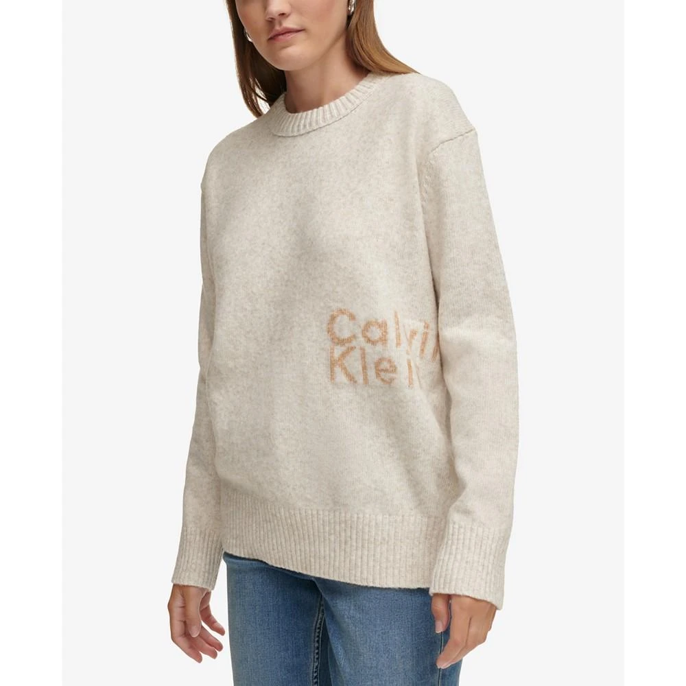 Calvin Klein Women's Intarsia Logo Oversized Crewneck Sweater 3