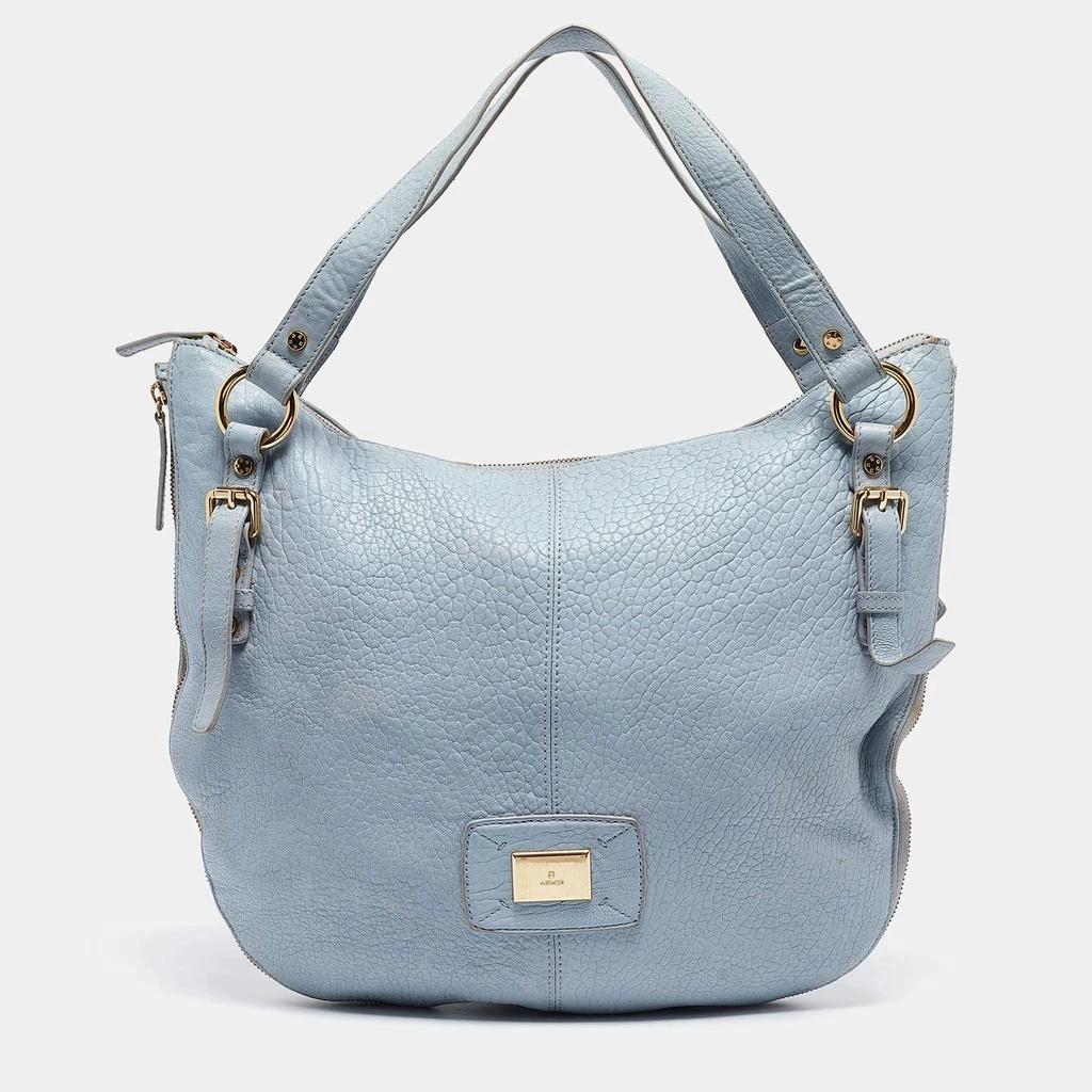 Aigner Aigner Light Blue Pebbled Leather Hobo 1