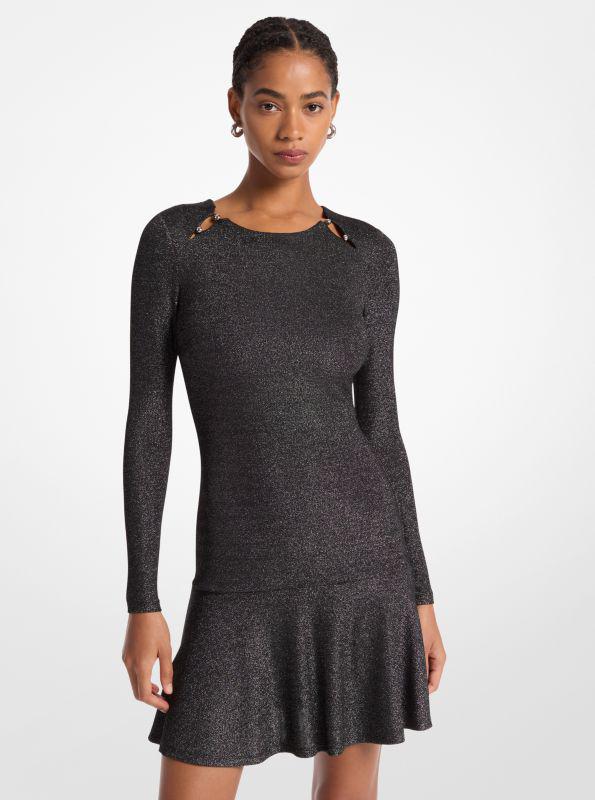 Michael Kors Metallic Knit Long Sleeve Dress