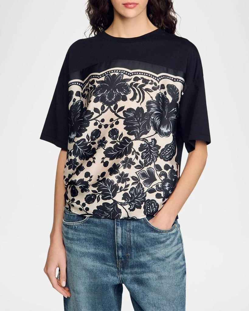 Sandro Perry Mixed-Media T-Shirt 4