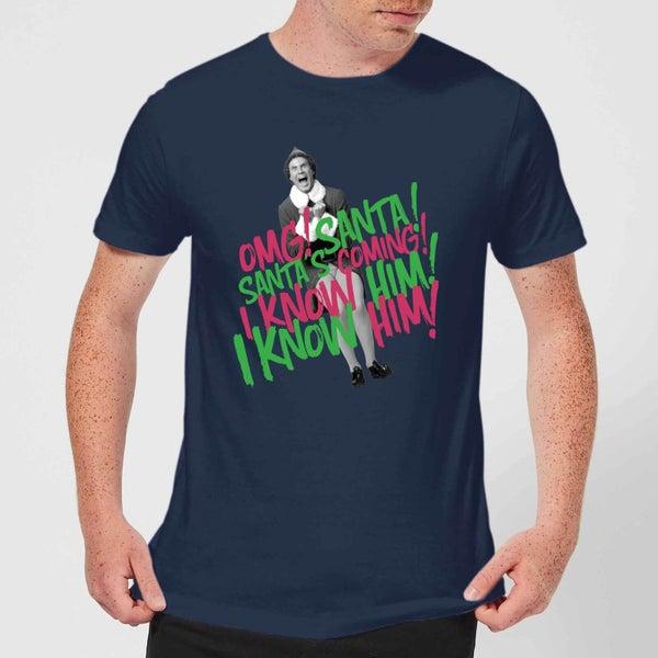 Elf Elf Santa! I Know Him! Men
s Christmas T-Shirt - Navy