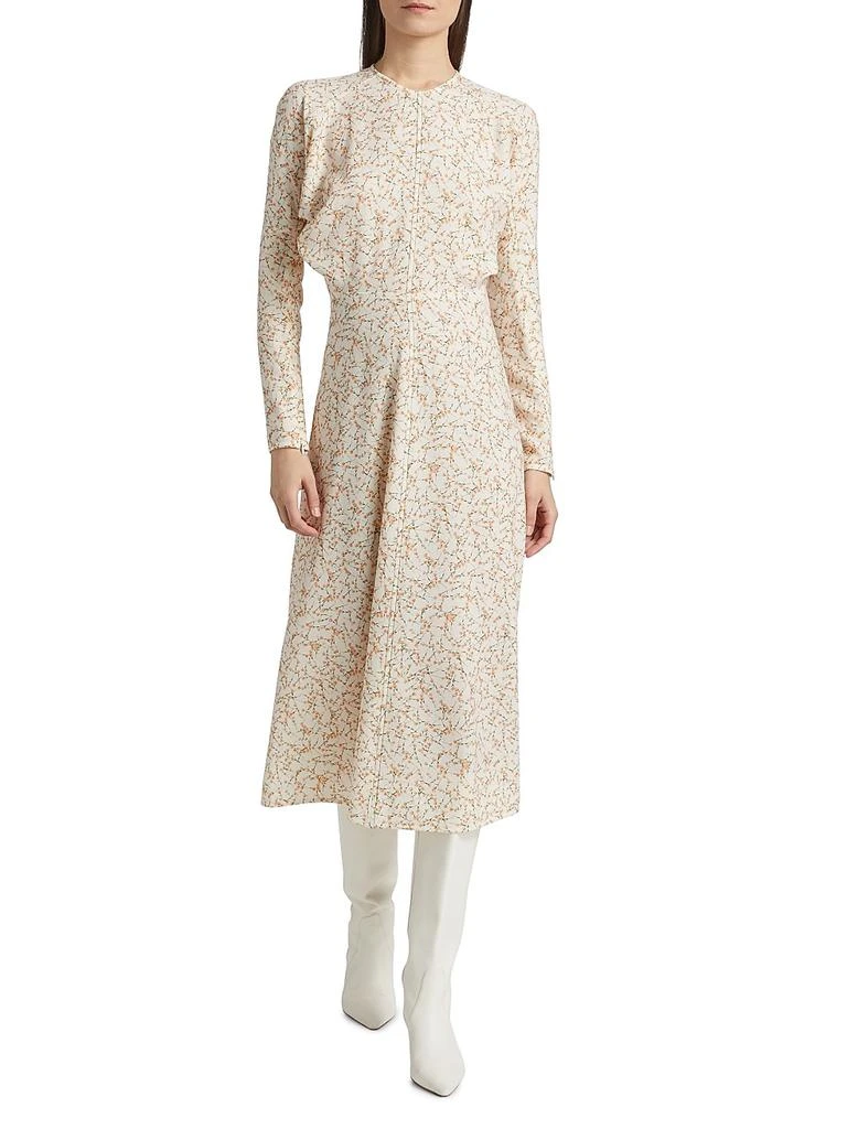 Victoria Beckham Floral Sable Cady Dolman-Sleeve Midi-Dress 2