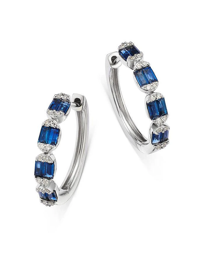 Bloomingdale
s Fine Collection Sapphire 
Diamond Hoop Earrings in 14K White Gold