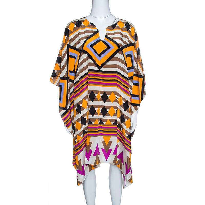 Issa Issa Multicolor Printed Silk Kaftan Tunic ( Free Size )