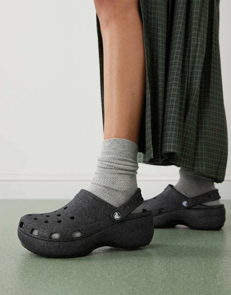 Crocs Croc classic platform glitter clog in black 1