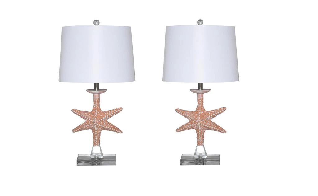 Homezia Set of Two Orange Coastal Starfish Table Lamps 3