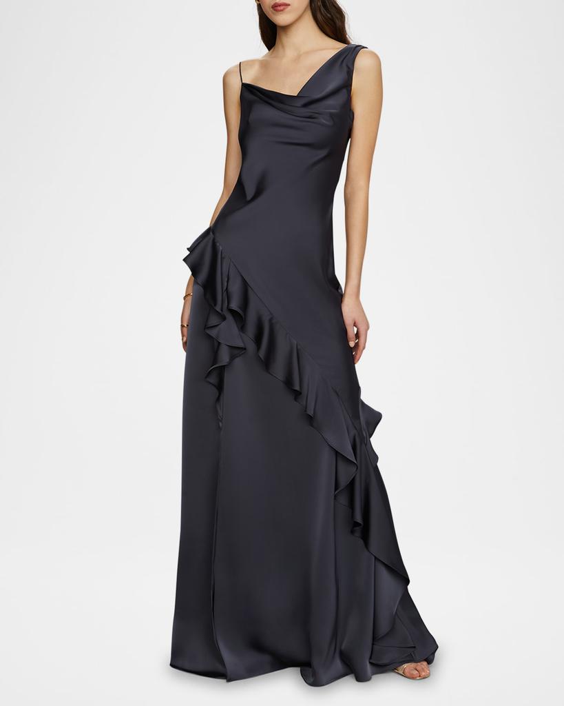 AMUR Juliet Charmeuse Cowl-Neck Gown