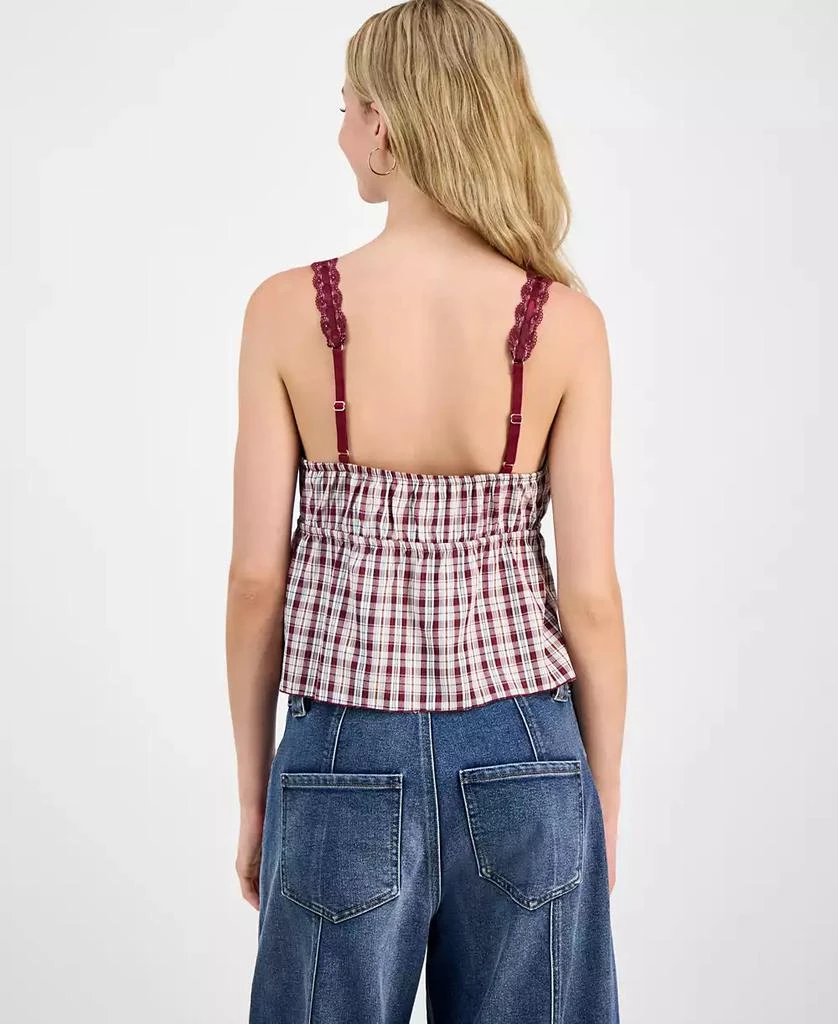 Madden Girl Juniors' Plaid Ribbon Babydoll Tank 4