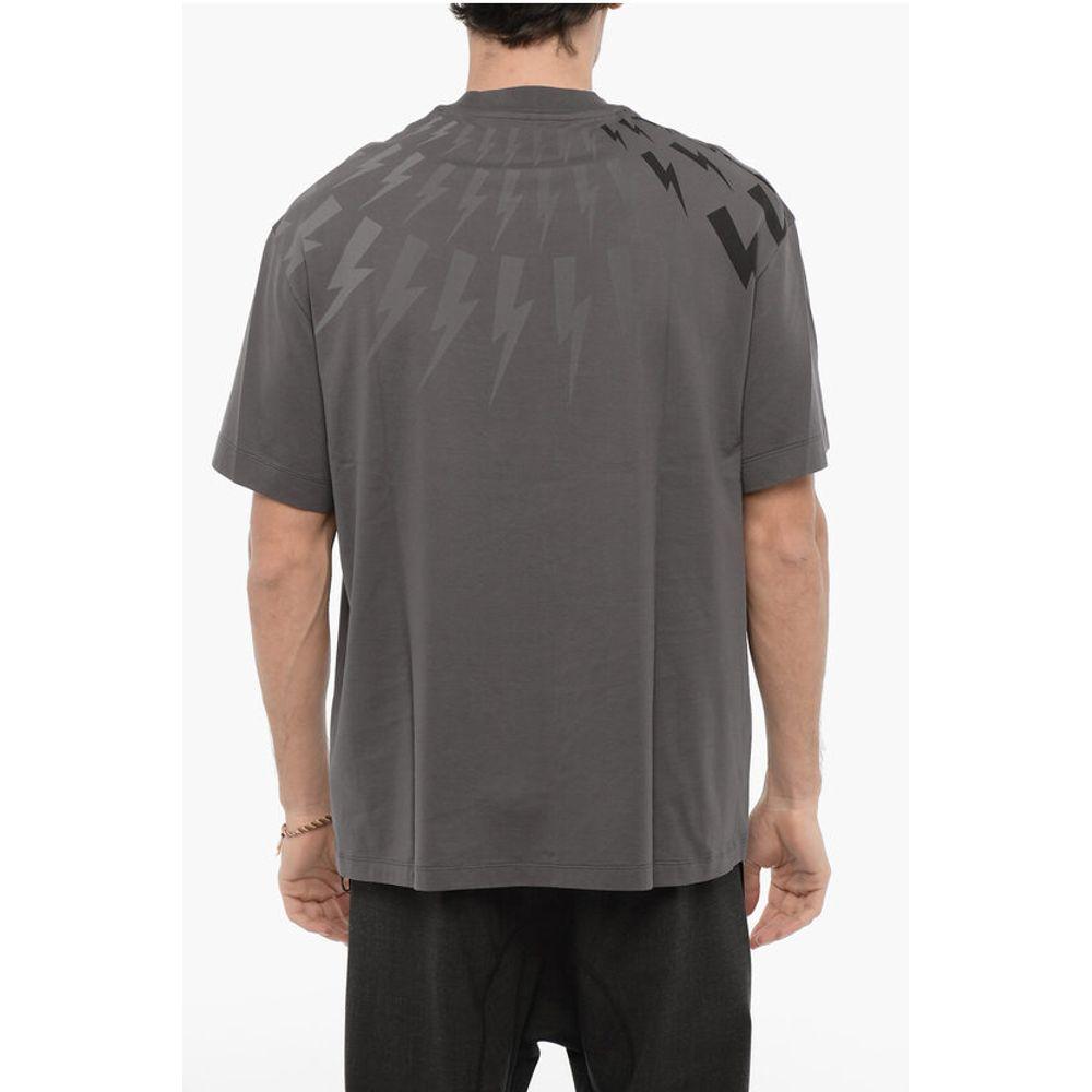 Neil Barrett Easy Fit Crew-Neck T-shirt with Ton-On-Ton Men's Print