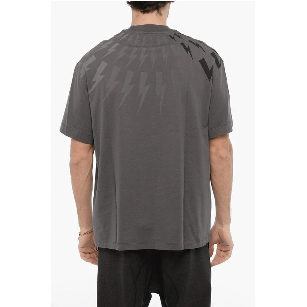 Neil Barrett Easy Fit Crew-Neck T-shirt with Ton-On-Ton Men's Print 2