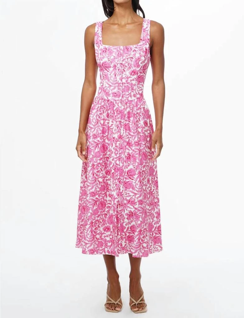 adelyn rae dress pink Adelyn Rae Women's Embroidered Tie Front Midi Dress - Pink