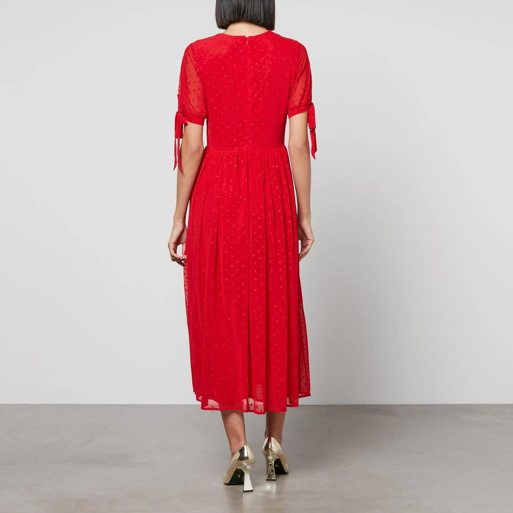 Never Fully Dressed Never Fully Dressed Red Heart Flocked Chiffon Midi Dress 2