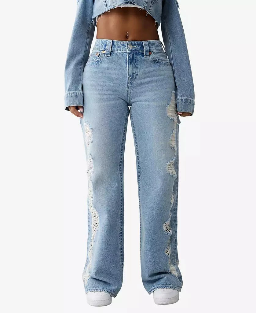 True Religion Women's Heavily Destroyed Bobbi Baggy Jeans 1