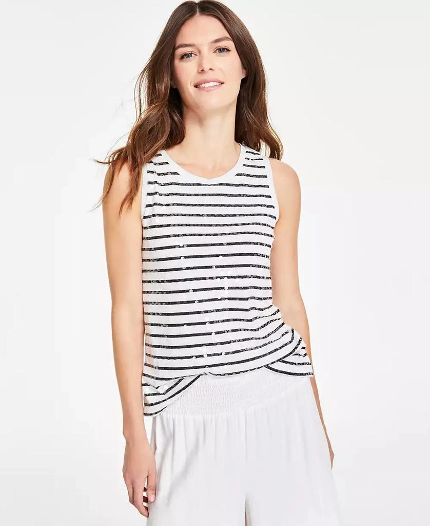 Vince Camuto Women's Sequined Striped Tank Top 1