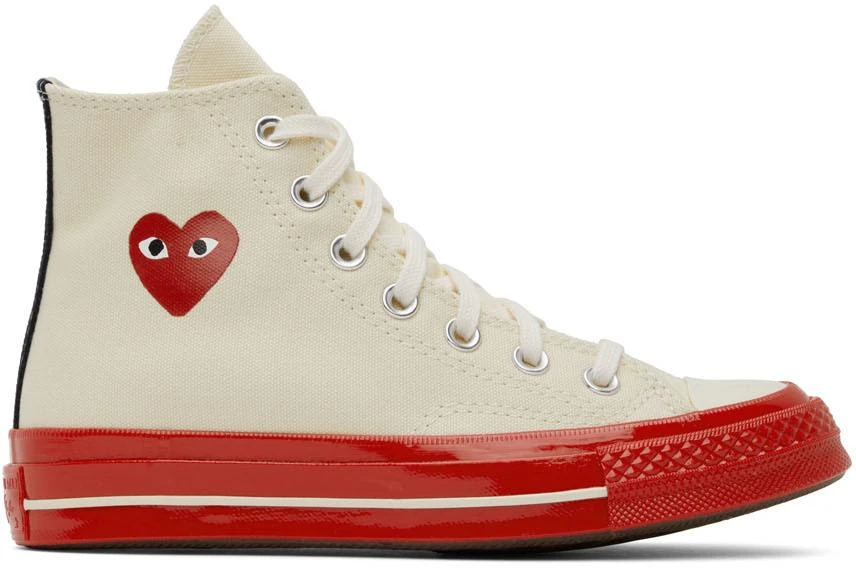 COMME des GARÇONS PLAY Off-White & Red Converse Edition Chuck 70 High-Top Sneakers 1