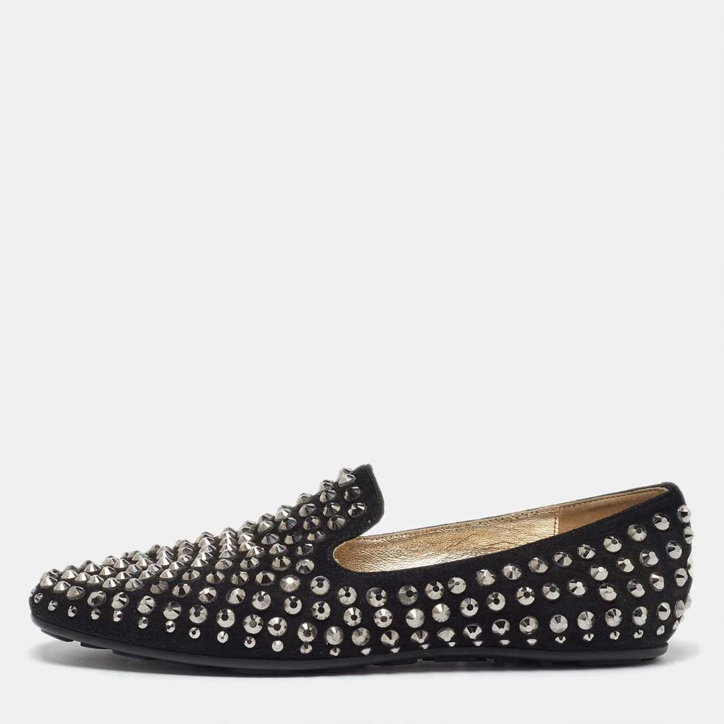 Jimmy Choo Jimmy Choo Black Suede Wheel Crystal Studded Smoking Slippers Size 35 1