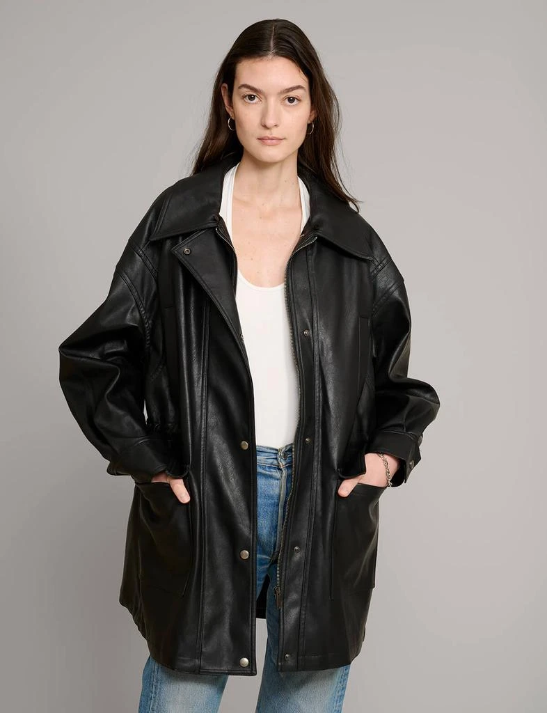 Pixie Market Oversized Leather Parka Jacket 6