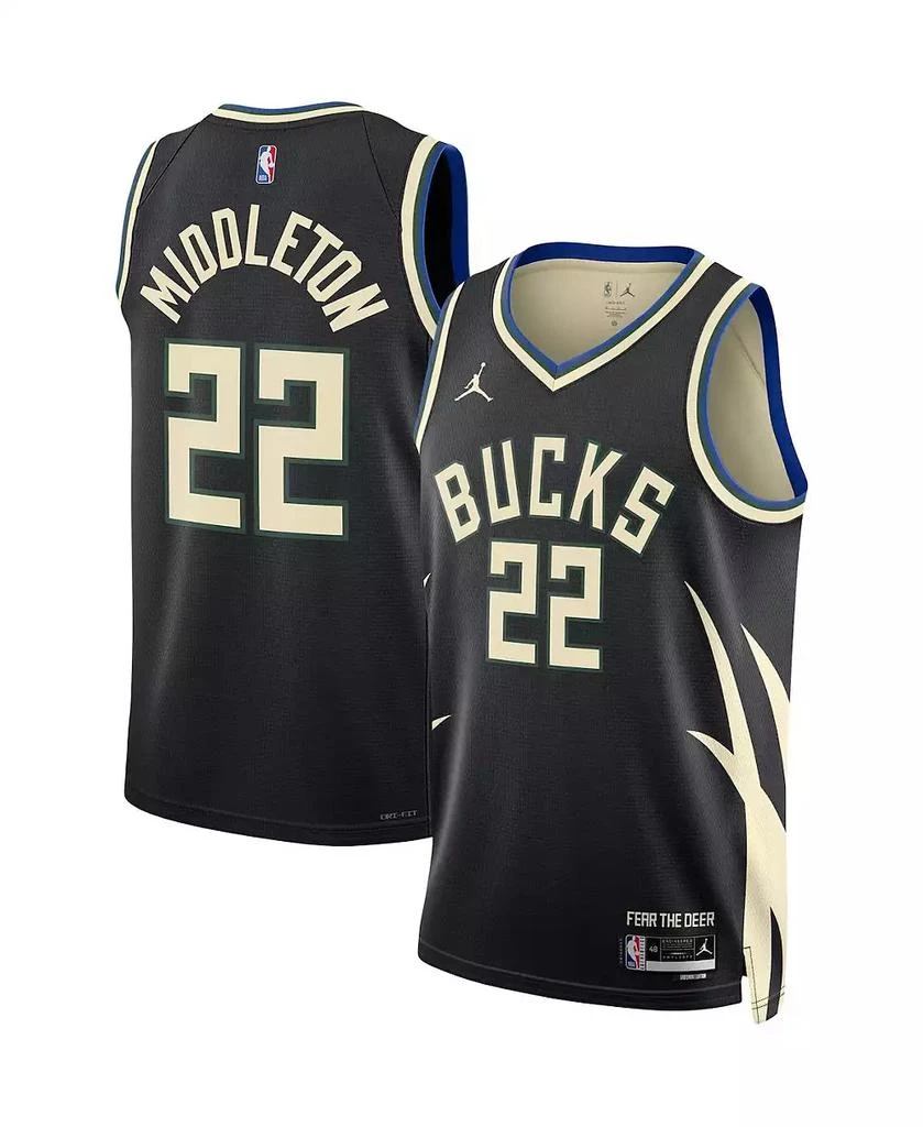 Jordan Men's Khris Middleton Black Milwaukee Bucks Statement Edition Swingman Jersey 1