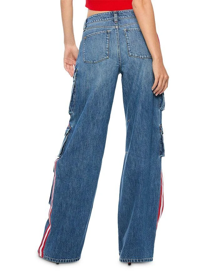 Alice + Olivia Olympia High Rise Baggy Cargo Jeans in Blue Denim 3