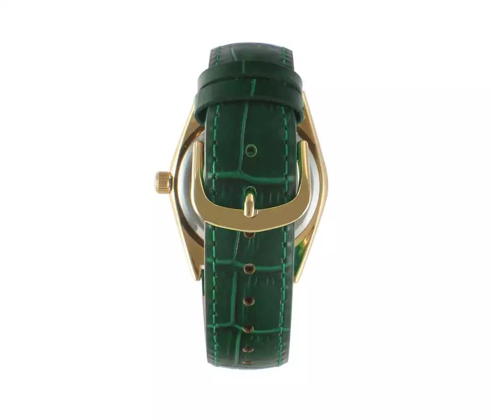 Peugeot Women's Green 36mm Fluted Bezel Watch with Leather Strap