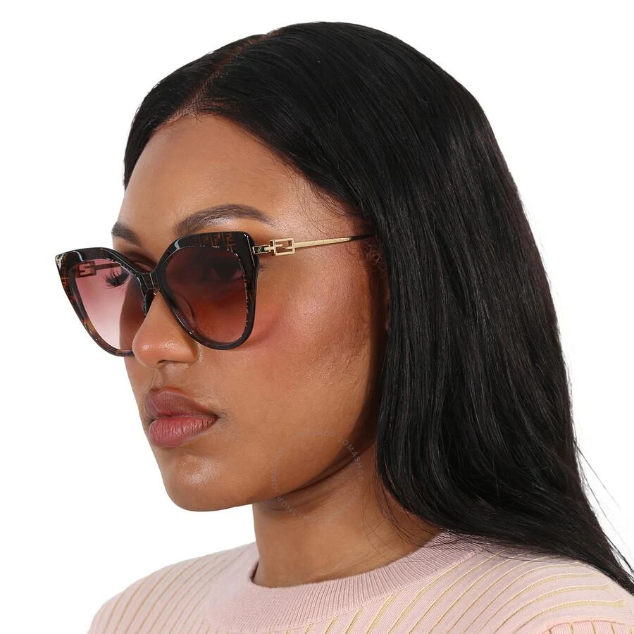 Shop Light Brown Cat Eye Ladies Sunglasses FE40011U 55T 57  display picture 3