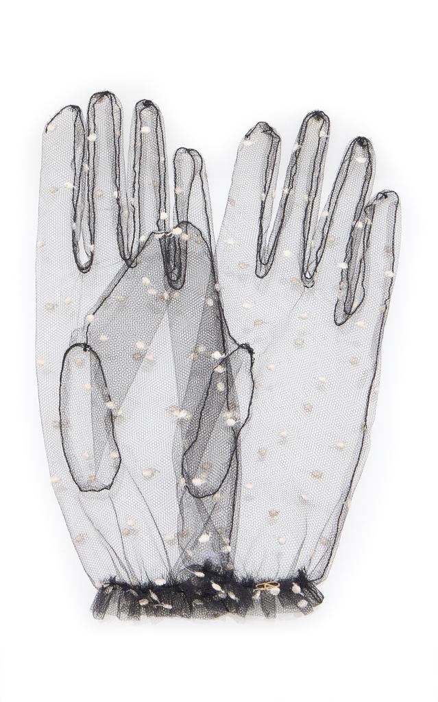 Valentino Valentino Garavani - Ruched Lace Gloves - Black - 7 - Moda Operandi