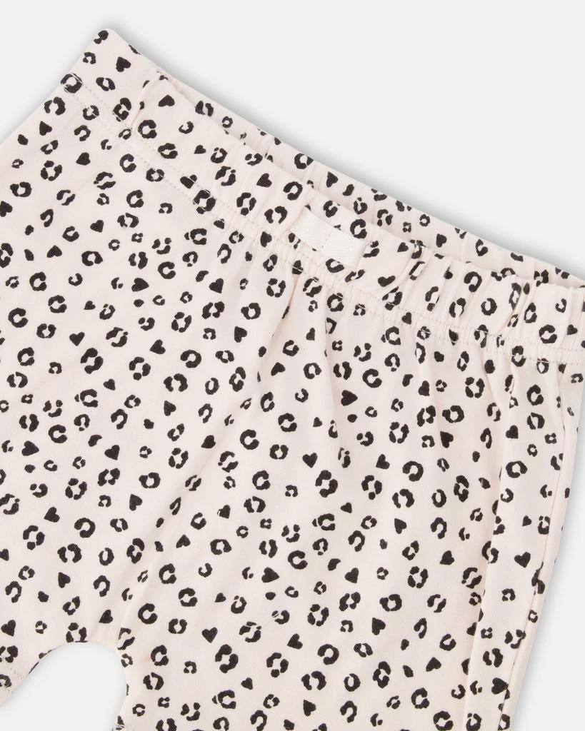 Deux par Deux Organic Cotton Jersey Top and Short Set Peach and Peach Animal Print 4