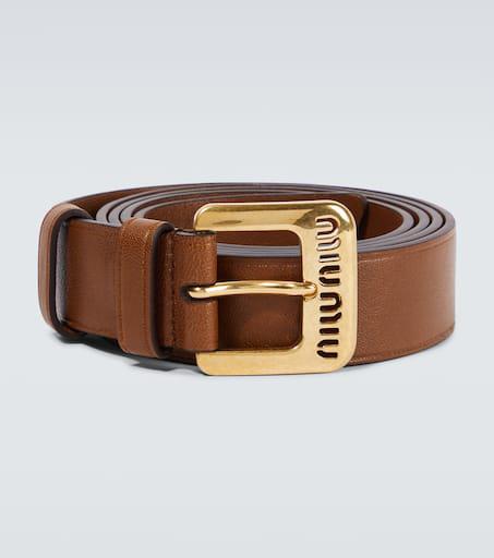 Miu Miu Logo leather belt - Belts - Free Shipping - BeyondStyle