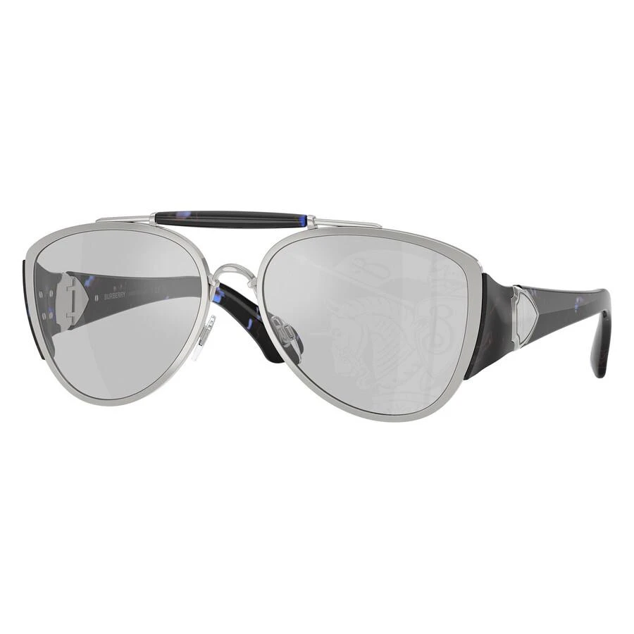 Burberry Light Grey Tampo Silver Pilot Unisex Sunglasses BE3161 100569 60