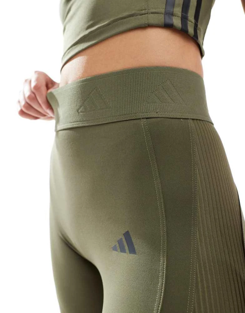 Adidas adidas Training Hyperglam full length leggings in olive green 3