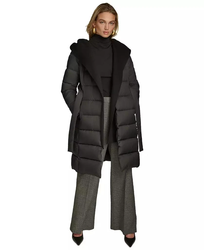 Donna Karan Women's Belted Hooded Puffer Coat 8