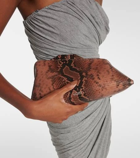 The Attico 8.30PM Small snake-print leather clutch 6