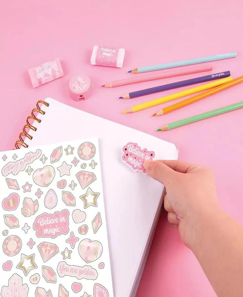 Three Cheers For Girls 3C4G Pink Gold-Tone All-in-1 Sketching Set Make It Real, Tweens Girls, Journal Art 200 Page Book, Take Notes in Class, Sketch Doodle, Spark Creativity 6