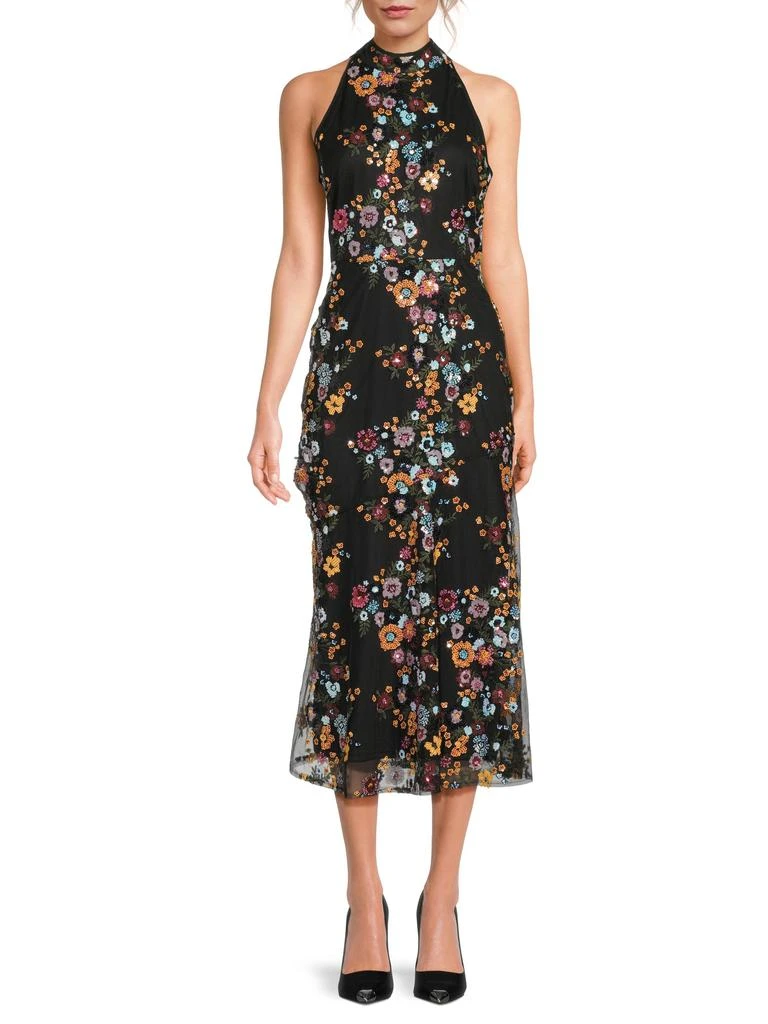 gold dress long dress Metallic Bead Mesh A-line Long Dress w/ Waist Band and Long Drape  Glow &  Style