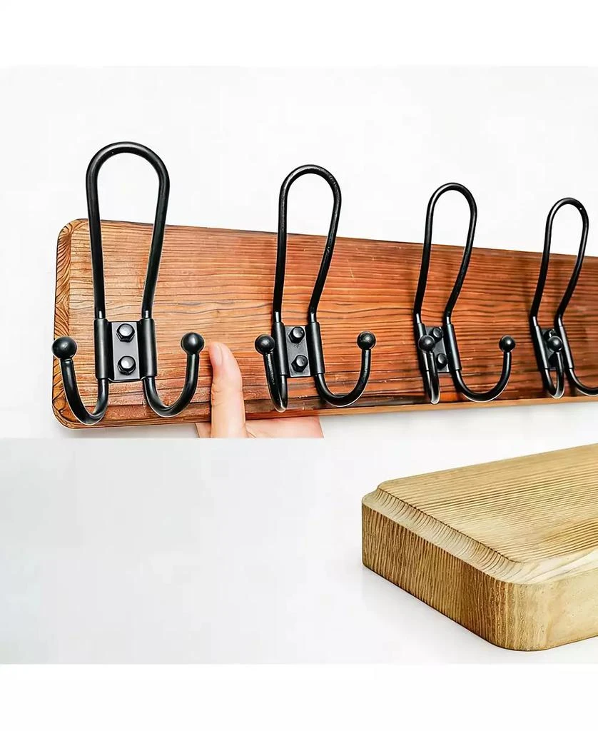 YIGII Heavy Duty Rustic Wall Coat Rack with 5 Metal Hooks 4