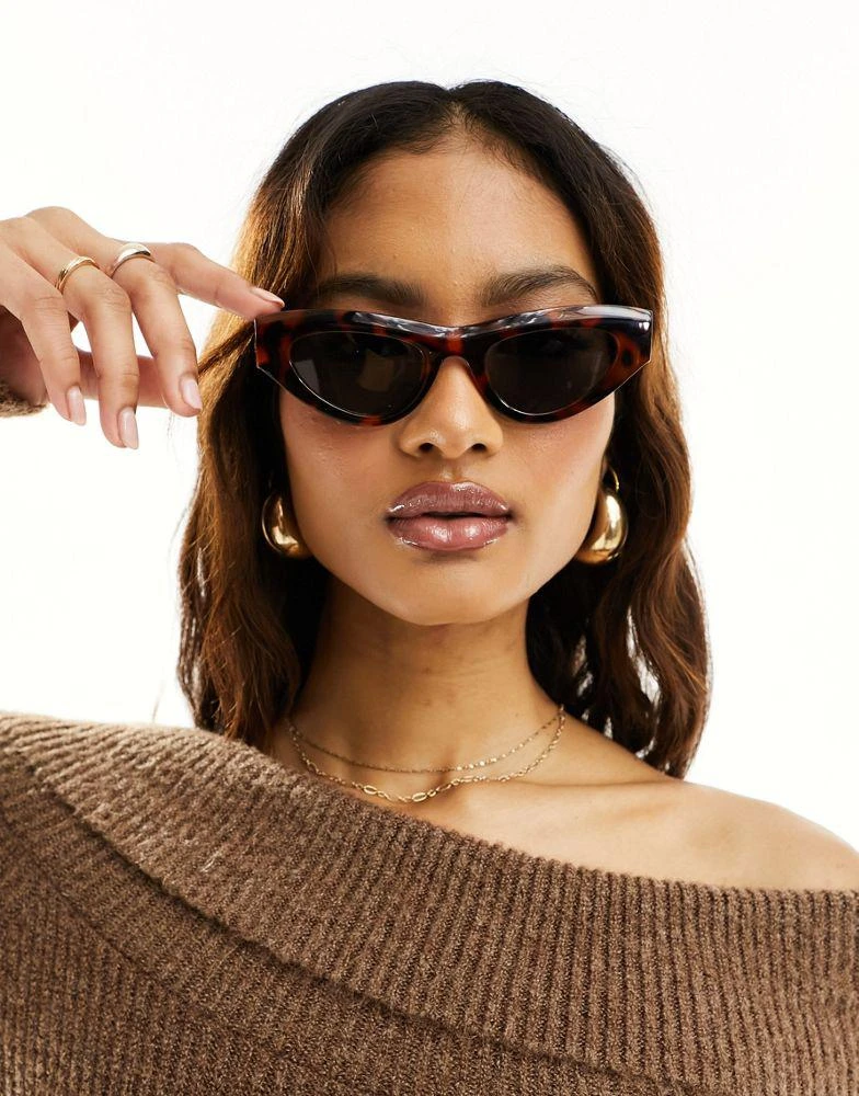 ASOS ASOS DESIGN angular cat eye sunglasses in tort 3
