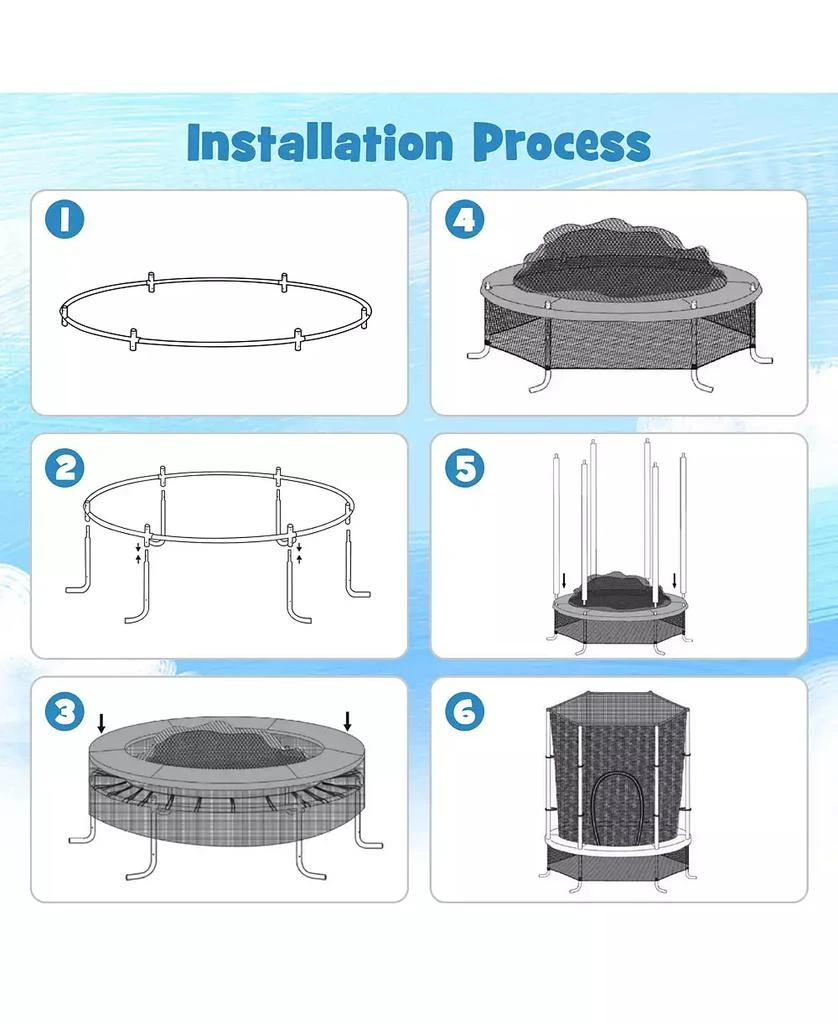 SKONYON 55 Inch Kids Recreational Trampoline Bouncing Jumping Mat with Enclosure Net 4