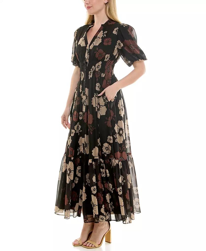 Taylor Women's Printed Puff Sleeve Fit & Flare Dress