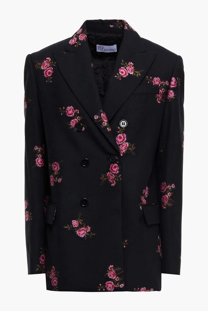 RED Valentino Double-breasted embroidered wool-blend twill blazer 1