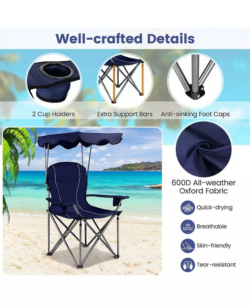 Mecale Portable Folding Beach Canopy Chair with Cup Holders 5
