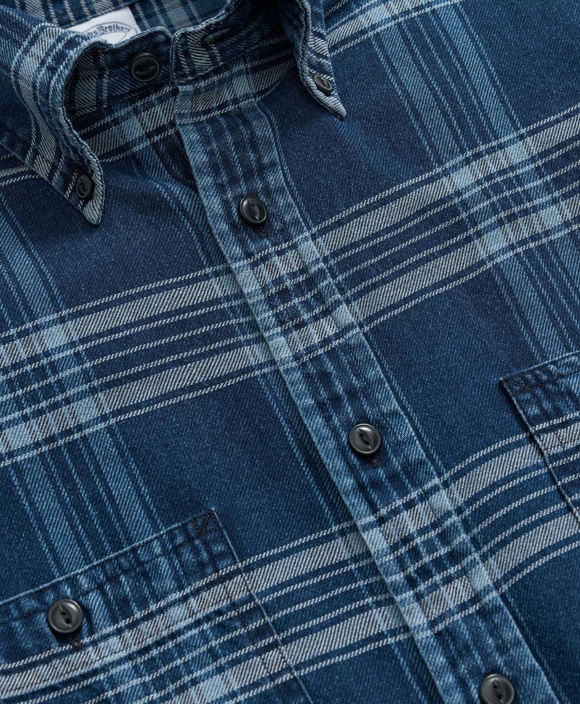 Brooks Brothers Denim Yard Work Shirt in Bold Indigo Plaid Cotton