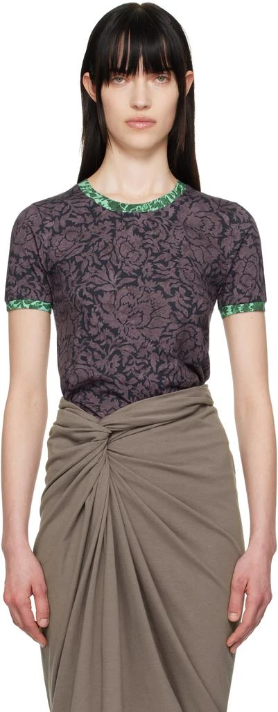 Dries Van Noten Purple & Green Printed Contrast T-shirt 1
