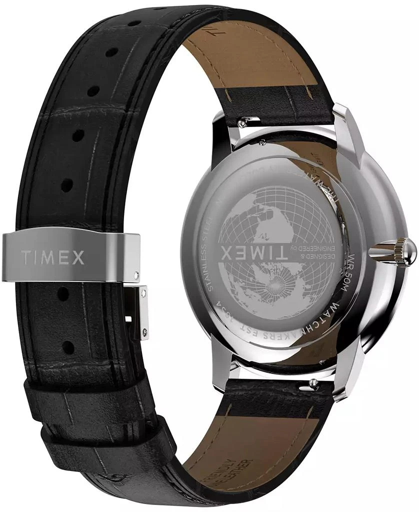Timex Men's Quartz Analog Black Leather Watch, 39mm 4