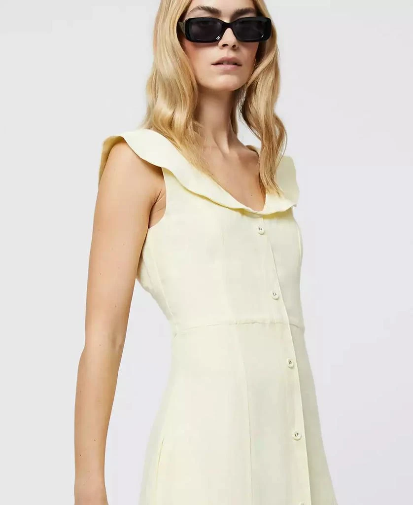 French Connection Women's Birdie Butter Yellow Linen Collared Midi Dress 5