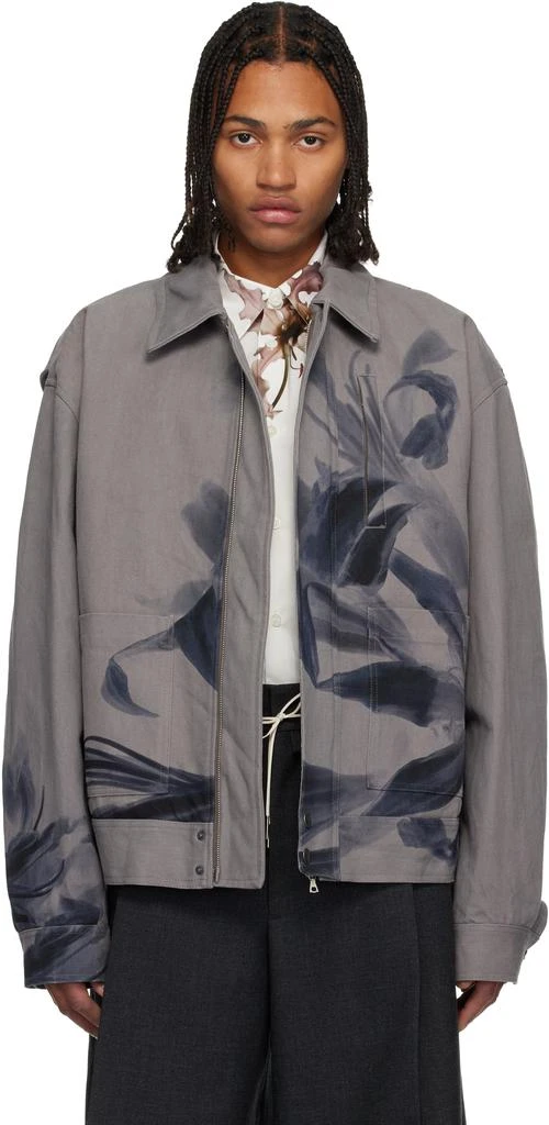 Dries Van Noten Gray Floral Jacket 1