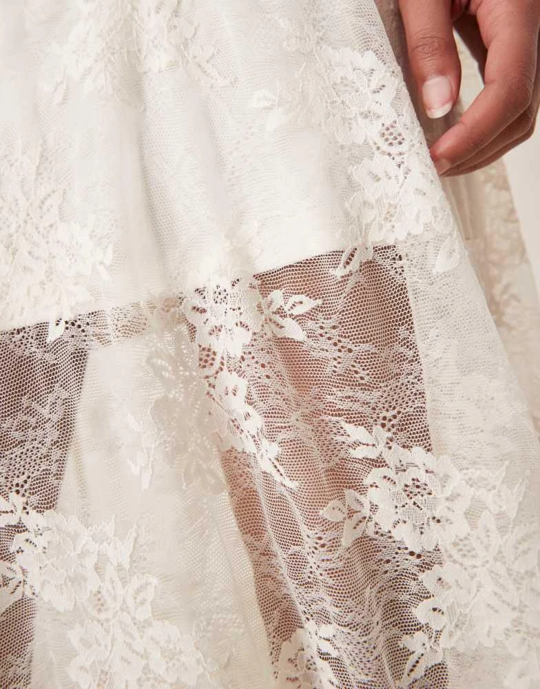 Abercrombie & Fitch Abercrombie & Fitch lace detail flowy maxi skirt in white 2